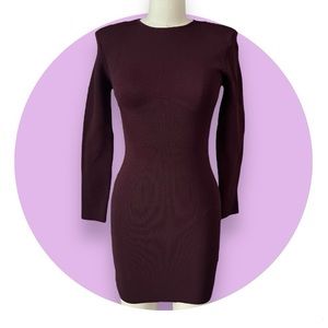Zara Padded-Shoulder Burgundy Dress